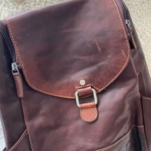 Jack Georges Voyager Collection Brown Leather Backpack Crossbody Convertible Bag - Picture 4 of 6